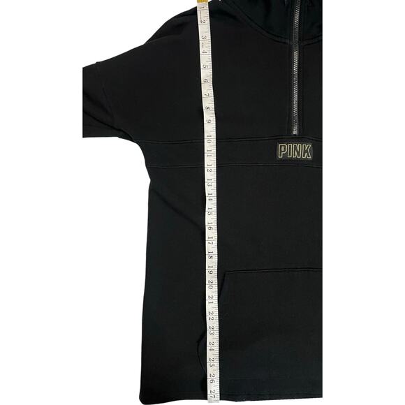 Victoria’s Secret PINK Quarter-Zip Black Pullover Sweatshirt - Size M - Pockets - Picture 14 of 15